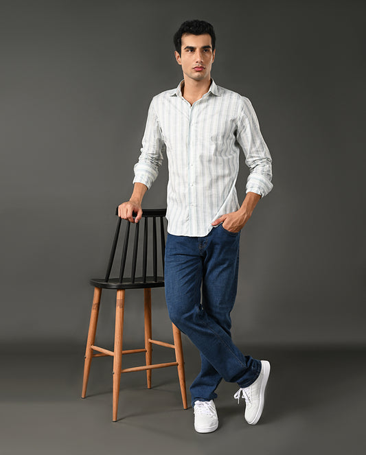 white linen formal shirt men vertical lines