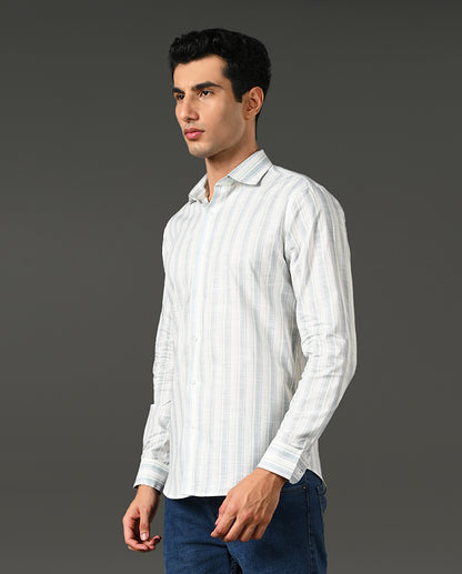 white linen formal shirt men vertical lines