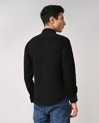 Mens Black Armani Party Wear Shirt with Handwork – Mens black Armani shirt with handwork, party wear, Linen