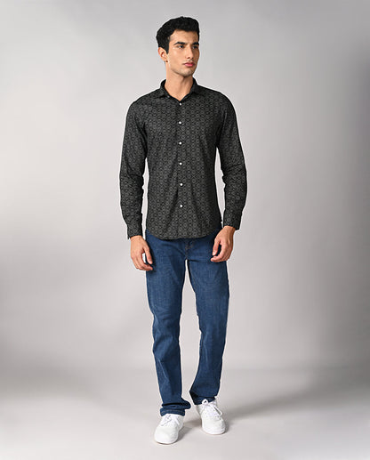 Mens Black Cotton Blend Slim Fit Formal Shirt – Mens black slim fit formal shirt, cotton blend, office shirt
