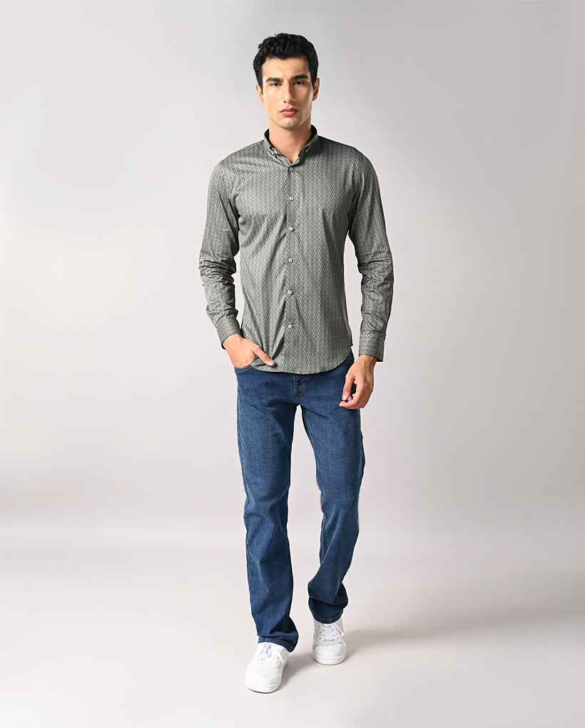 Modern Slim Fit Printed Shirt – Men