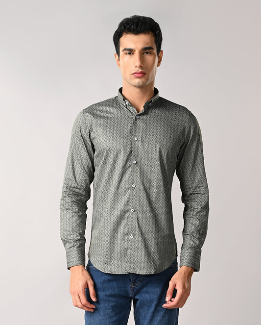 Modern Slim Fit Printed Shirt – Men