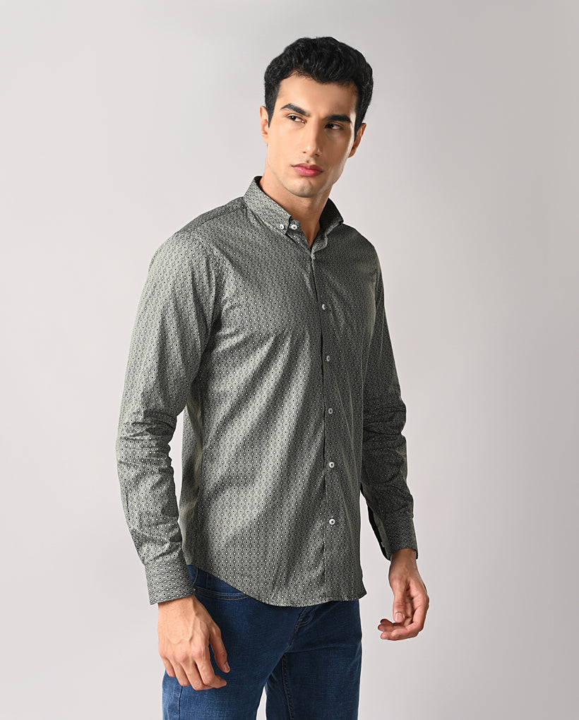 Modern Slim Fit Printed Shirt – Men