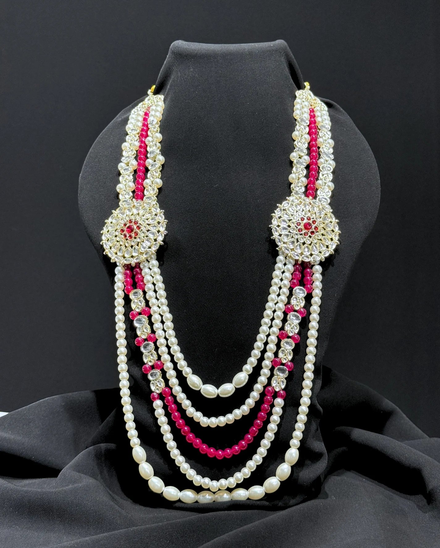 premium groom pearl mala designs in pastel shades for groom
Handcrafted premium groom pearl mala designs with premium beads
Photogenic premium groom pearl mala designs styled with sherwani