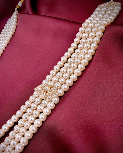 rani haar pearl mala groom | 4 layer wedding pearl necklace | royal sherwani accessory