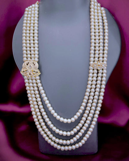 rani haar pearl mala groom | 4 layer wedding pearl necklace | royal sherwani accessory