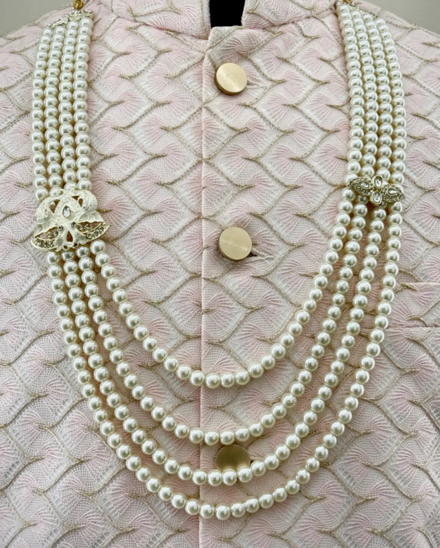 rani haar pearl mala groom | 4 layer wedding pearl necklace | royal sherwani accessory