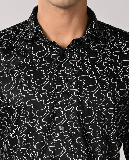 Mens Black Printed Cotton Blend Casual Shirt – Mens black printed cotton blend casual shirt, trendy style