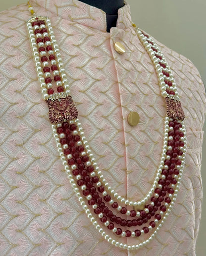 Maharaja 5 Layer Red Pearl Mala